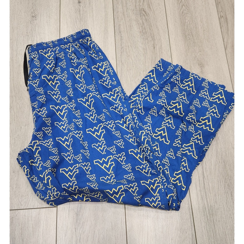 Mens WVU Mountaineers Pajama‎ Pants Lounge Sleepwear Drawstring Large L